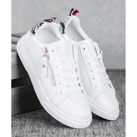 SHELOVET Sportskor med dekorativ dragkedja vit 1