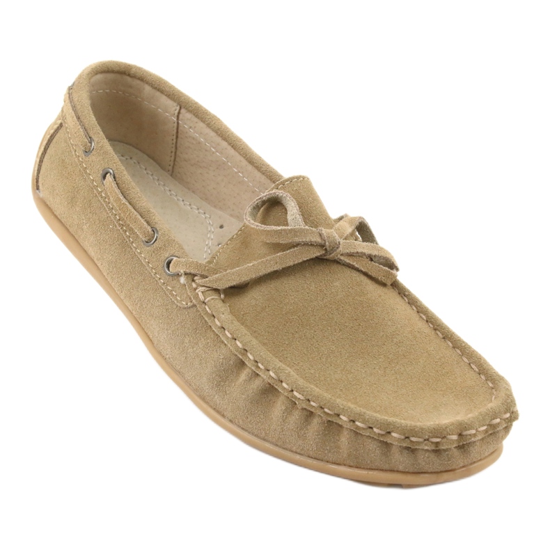 American Club JK08 loafers i läder för kvinnor beige 1