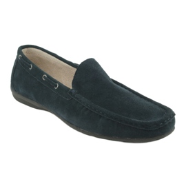 American Club Lädermockasiner. Suede Navy Blue American JK02 blå 1