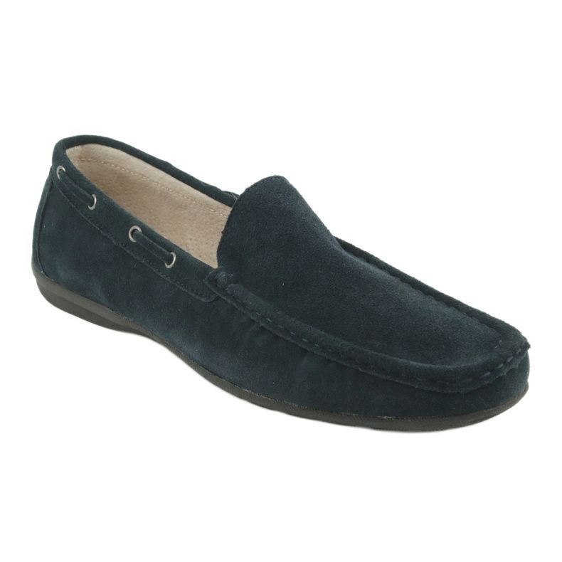 American Club Lädermockasiner. Suede Navy Blue American JK02 blå 1
