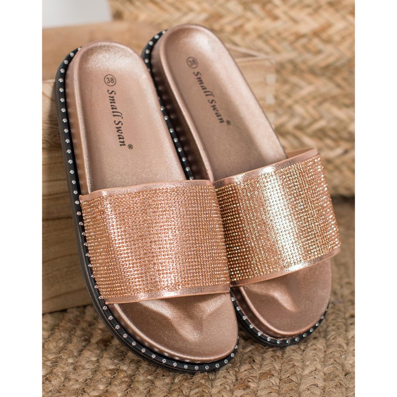 SHELOVET Trendiga tofflor med cubic zirconia gul 2