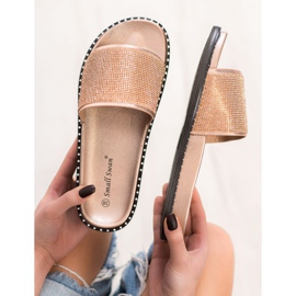 SHELOVET Trendiga tofflor med cubic zirconia gul 1