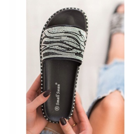 SHELOVET Trendiga tofflor med cubic zirconia svart grå 1