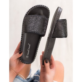 SHELOVET Trendiga tofflor med cubic zirconia svart 2