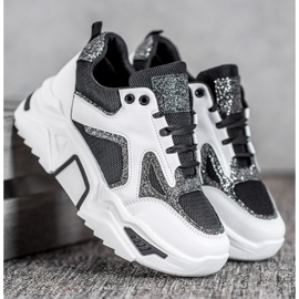 Seastar Trendiga sneakers med glitter vit svart 1