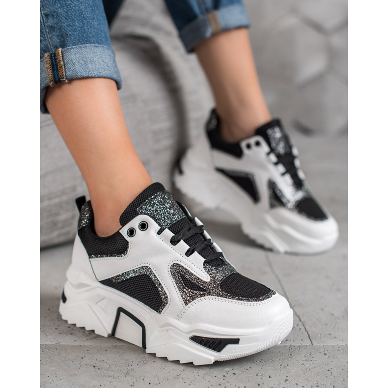 Seastar Trendiga sneakers med glitter vit svart 2