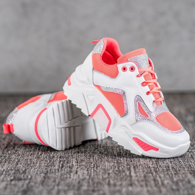 Seastar Trendiga sneakers med glitter vit orange 1