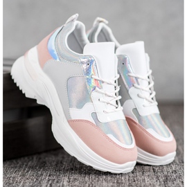SHELOVET Bekväma sneakers på plattformen vit mångfärgad 1