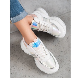 SHELOVET Moderiktiga Eco Leather Sneakers vit mångfärgad 1