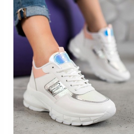 SHELOVET Moderiktiga Eco Leather Sneakers vit mångfärgad 2