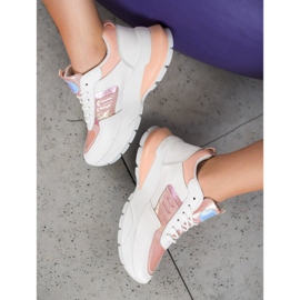 SHELOVET Moderiktiga Eco Leather Sneakers vit rosa mångfärgad 2