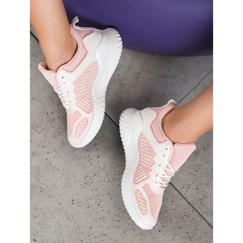 SHELOVET Klassiska sneakers med mesh vit rosa 2