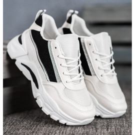 SHELOVET Snygga sneakers med glitter vit svart 2