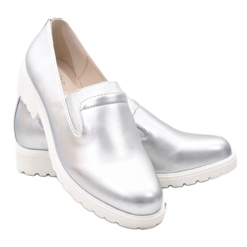 Silver slip-on skor på XC683-2 plattformen silver- 1