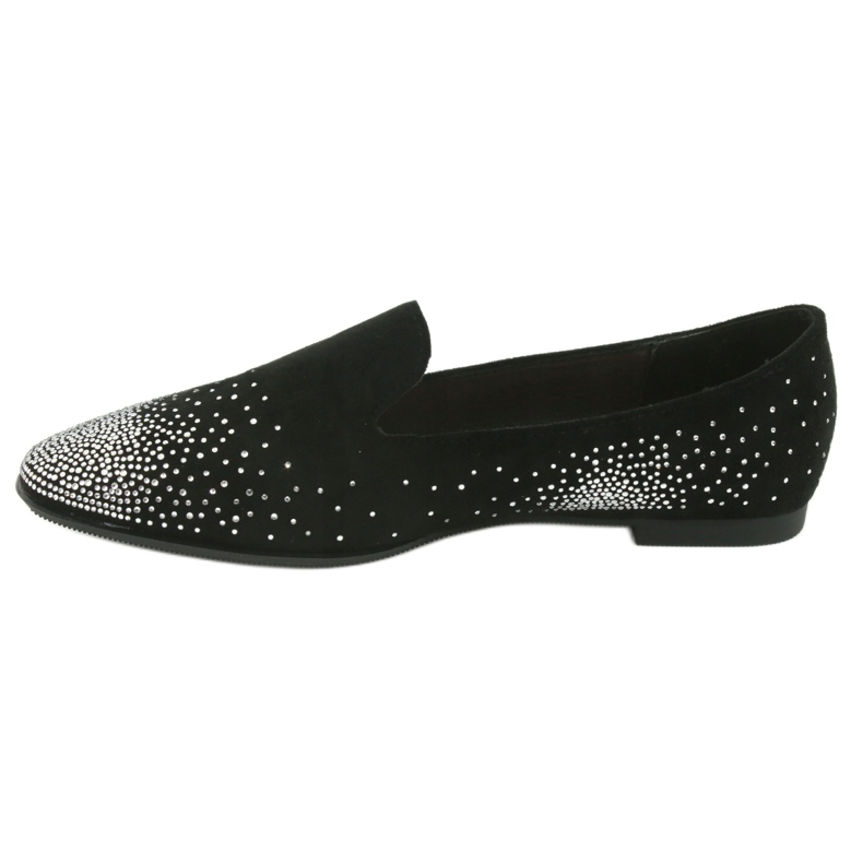 Sergio Leone Kvinnors ballerinas med zirkoner Black 601 svart 2