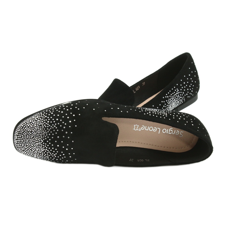 Sergio Leone Kvinnors ballerinas med zirkoner Black 601 svart 6