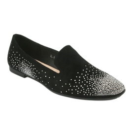 Sergio Leone Kvinnors ballerinas med zirkoner Black 601 svart 1