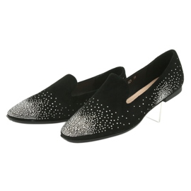 Sergio Leone Kvinnors ballerinas med zirkoner Black 601 svart 3