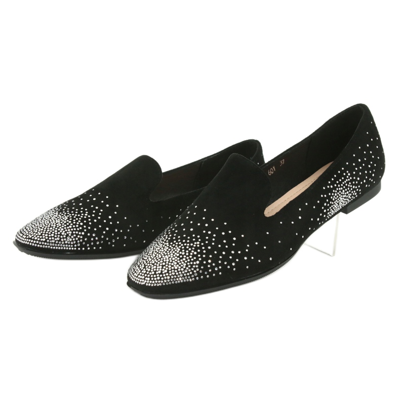Sergio Leone Kvinnors ballerinas med zirkoner Black 601 svart 3