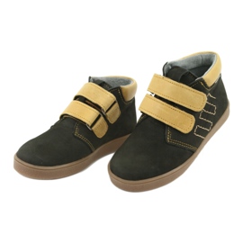 Läderstövlar med kardborreband Mazurek 1341 svart mångfärgad gul 3