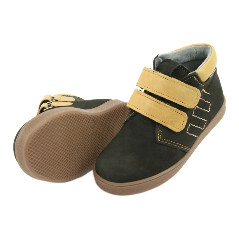 Läderstövlar med kardborreband Mazurek 1341 svart mångfärgad gul 5