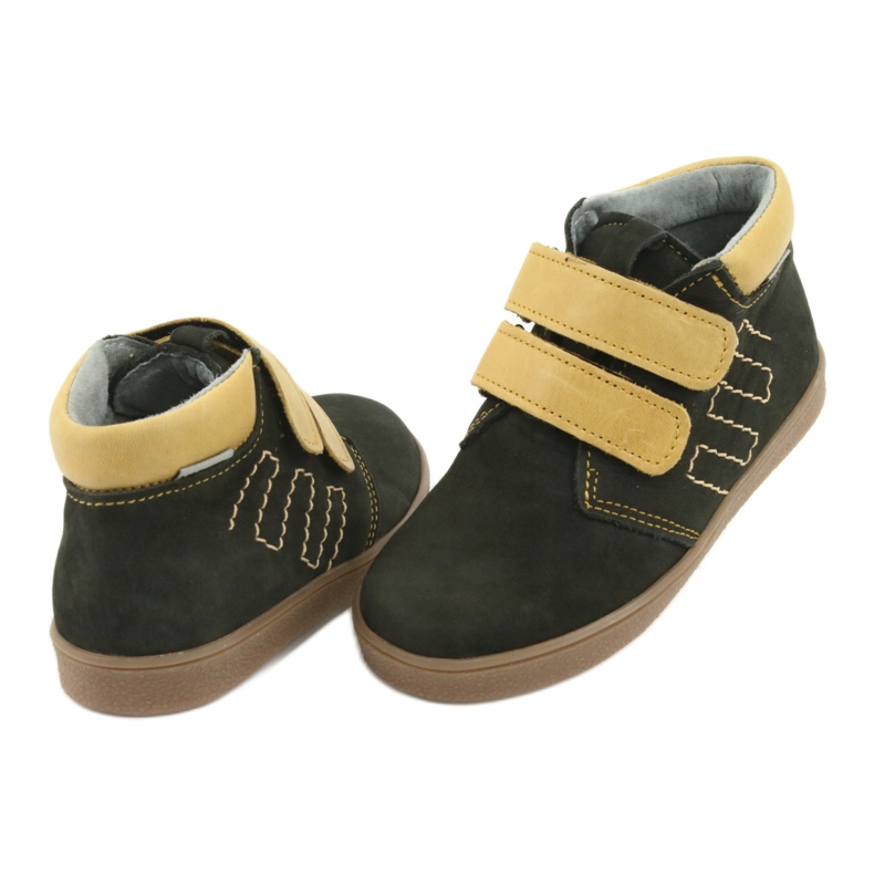 Läderstövlar med kardborreband Mazurek 1341 svart mångfärgad gul 4