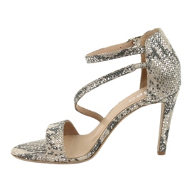 Lädersandaler på en nål Edeo 3344 orm / beige grå 2