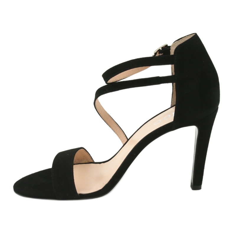 Svarta lädersandaler på Edeo 3344 högklack 2