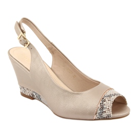 Capuccinosandaler i guld Sergio Leone 777 beige brun gyllene 1