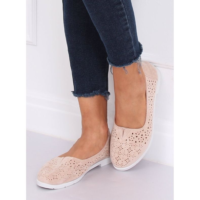 Beige openwork ballerinor ZA02P Beige 2
