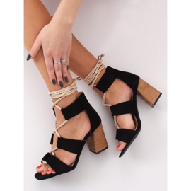 Svarta högklackade sandaler LL-229P Svart 2