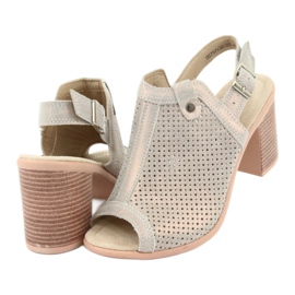 Openwork sandaler beige / guld Filippo DS757 gyllene 4