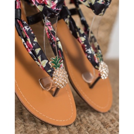 SHELOVET Knutna sandaler med ananas svart mångfärgad 1