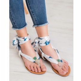 SHELOVET Knutna sandaler med ananas vit mångfärgad 2
