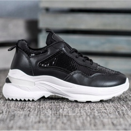 SHELOVET Trendiga sneakers med paljetter svart 1