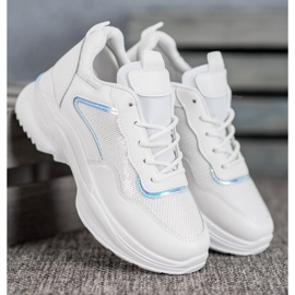 SHELOVET Trendiga sneakers med paljetter vit 2