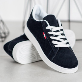 SHELOVET Bekväma ekoläder marinblå 1