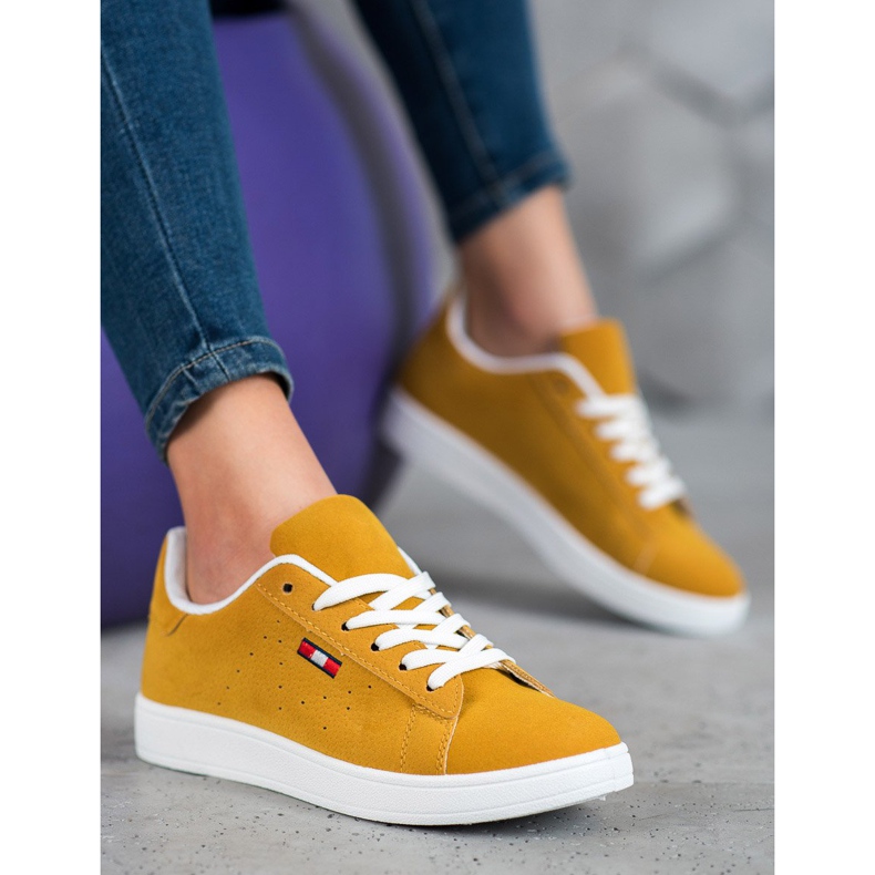 SHELOVET Bekväma ekoläder gul 1