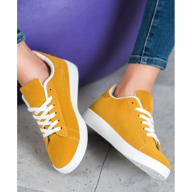 SHELOVET Bekväma ekoläder gul 2