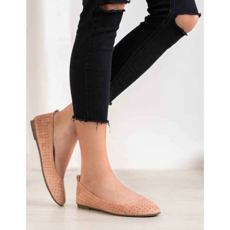 SHELOVET Openwork ballerinor rosa 1