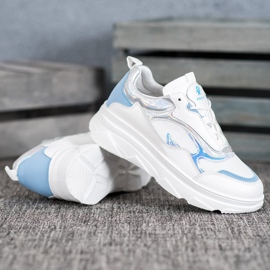 SHELOVET Trendiga vita sneakers blå 1