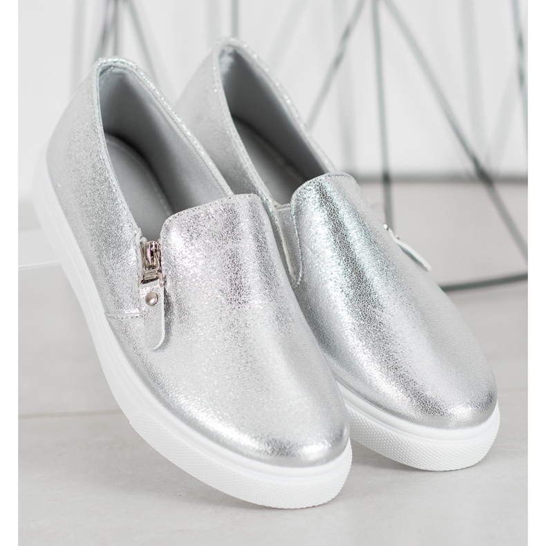 SHELOVET Silver Slipons med dragkedja grå 1