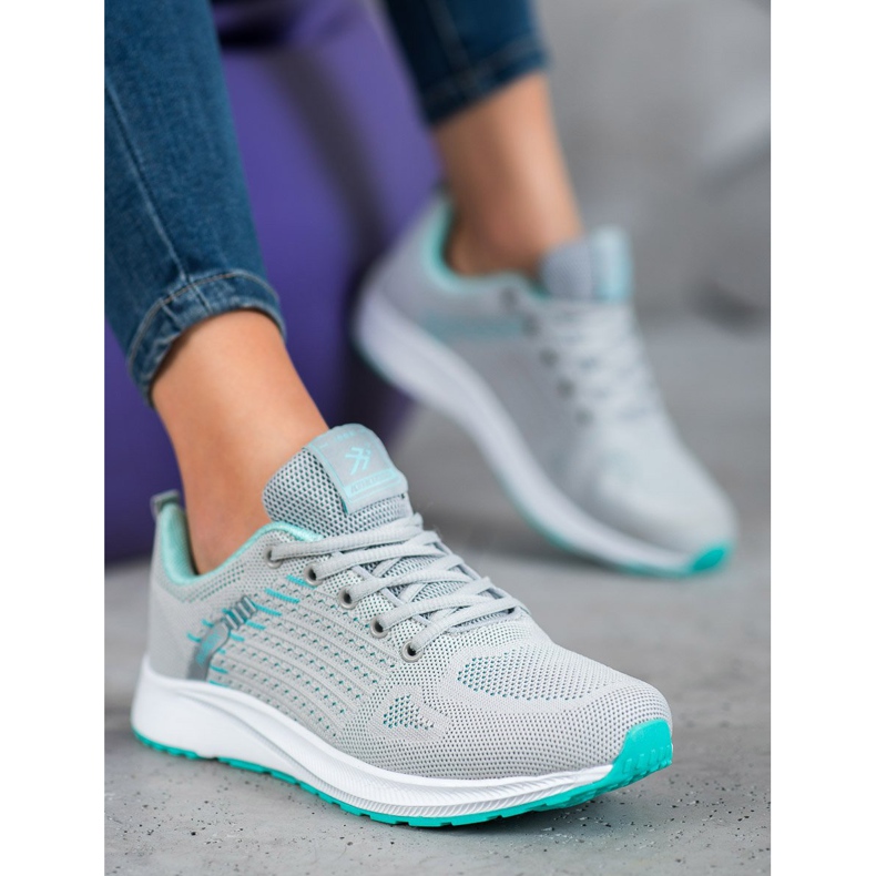 Ax Boxing Bekväma Openwork -sportskor grå grön 1