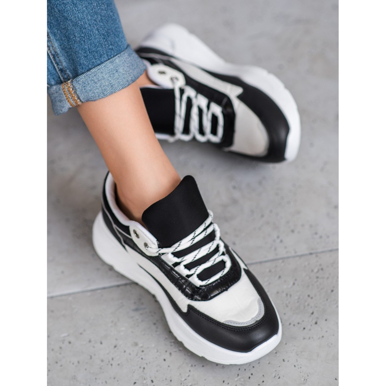 SHELOVET Sneakers på plattformen vit svart grön 1