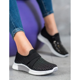 SHELOVET Svarta sliponer med kristaller 1