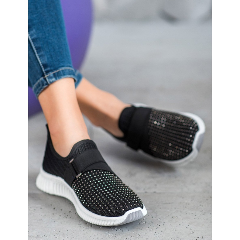 SHELOVET Svarta sliponer med kristaller 2