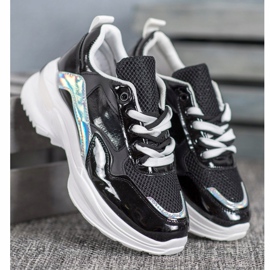 SHELOVET Snygga Eco Leather Sneakers svart 1