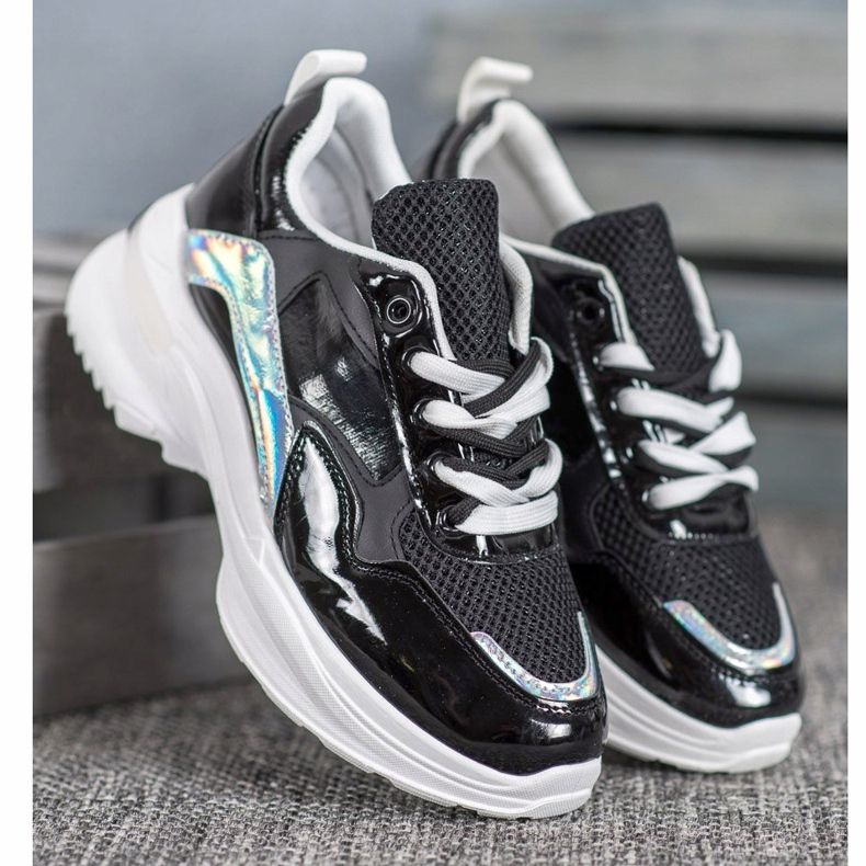 SHELOVET Snygga Eco Leather Sneakers svart 1