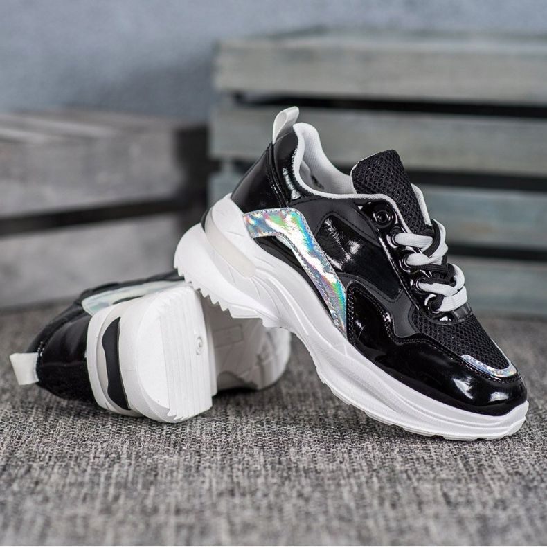 SHELOVET Snygga Eco Leather Sneakers svart 2