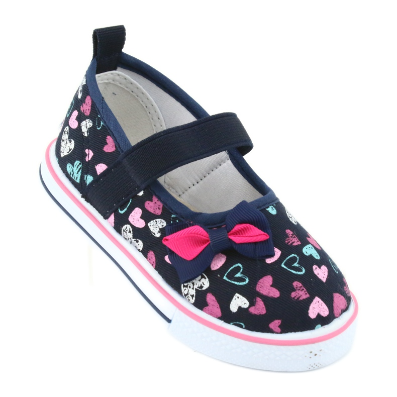 Ballerinas rosett Atletico läderinsats vit marinblå blå rosa 1